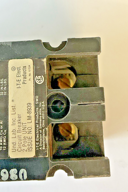 SIEMENS E22B020 CIRCUIT BREAKER FRAME E2 240VAC 2POLE 20AMP