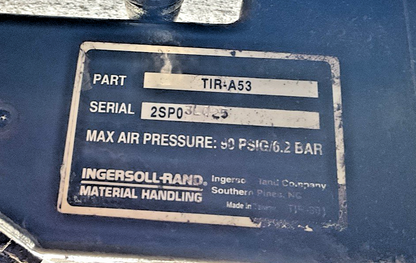 INGERSOLL RAND 7799AL-3HA14-R10U 15FT CHAIN HOIST 3000LBS W/ TROLLEY TIR-A53