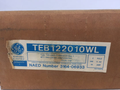 GE TEB122010WL CIRCUIT BREAKER 10AMP 240VAC 2POLE