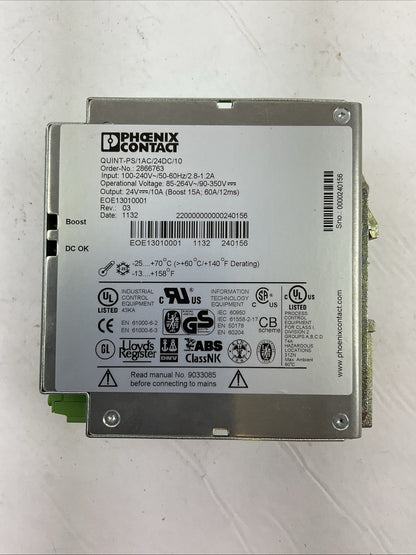 PHOENIX CONTACT QUINT-PS/1AC/24DC/10 POWER SUPPLY OUTPUT 24VDC 10A INPUT