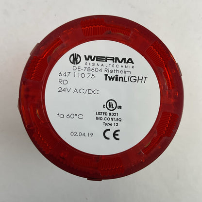 WERMA 647 110 75 TWIN LIGHT RED 24V