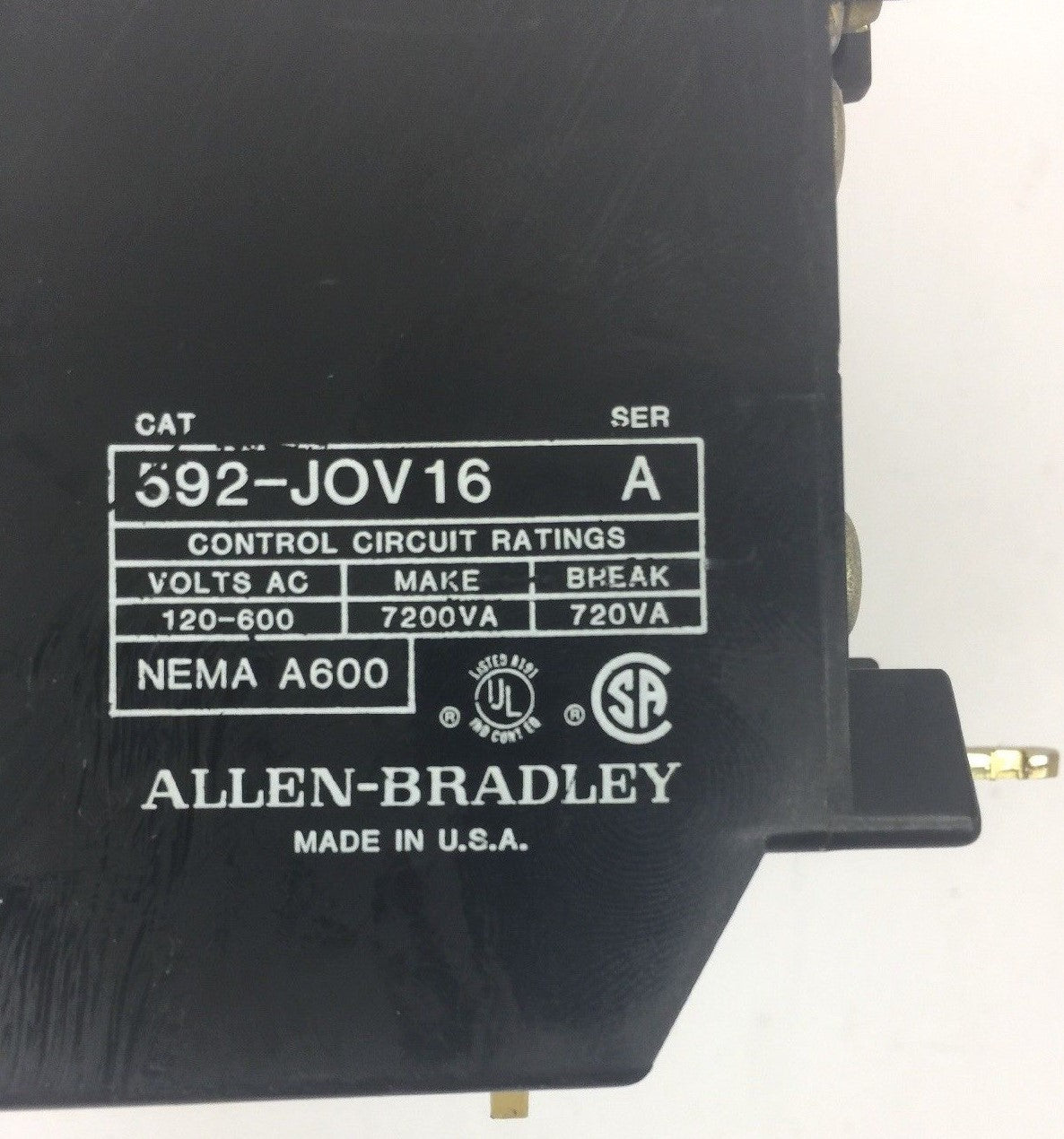 ALLEN BRADELY 592-JOV16 OVERLOAD RELAY SER A 120-600VAC NEMA A600