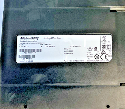ALLEN BRADLEY 1756-PA75 CONTROLLOGIX POWER SUPPLY AC POWER SUPPLY SER.B 240VAC