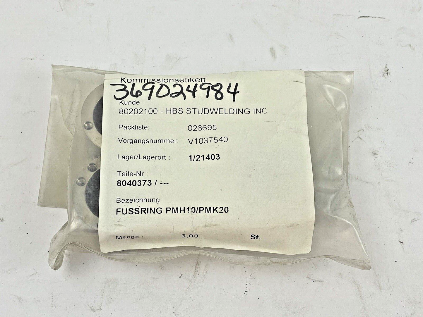 HBS - 80-40-373 *LOT OF 3* FOOT RING - ADAPTER FOR C 06-3,C 08 LONGER WELD ELEM.