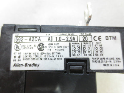 ALLEN-BRADLEY 592-A2DA OVERLOAD RELAY