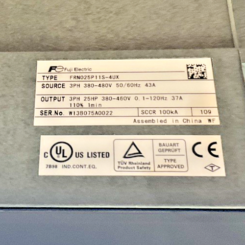 FUJI FRENIC FRN025P11S-4UX 5000P11 INVERTER 480V 50/60HZ 43A