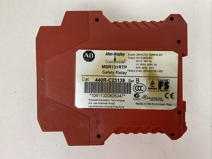 ALLEN BRADLEY 440R-C23139 MSR131RTP SAFETY RELAY SER B SUPPLY 24V OUTPUT AC15