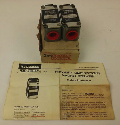 R.B.DENISON  SGO-8022 MAG OPERATED LIMIT SWITCH 6/60VDC, 100W.RES/IND, LOT OF 2