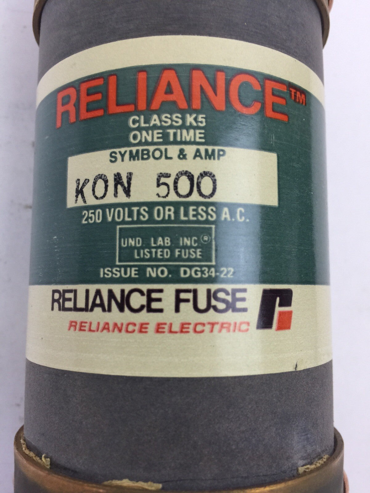 RELIANCE ELECTRIC KON 500 CLASS K5 ONE TIME FUSE 500AMP 250VAC