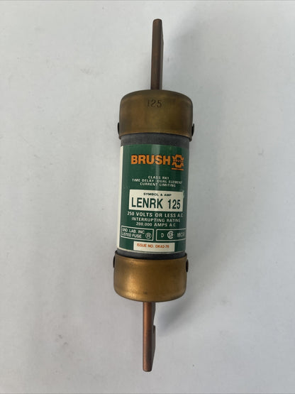 BRUSH LENRK 125 CLASS RK1 TIME DELAY DUAL ELEMENT FUSE 125AMP 250VAC CURRENT