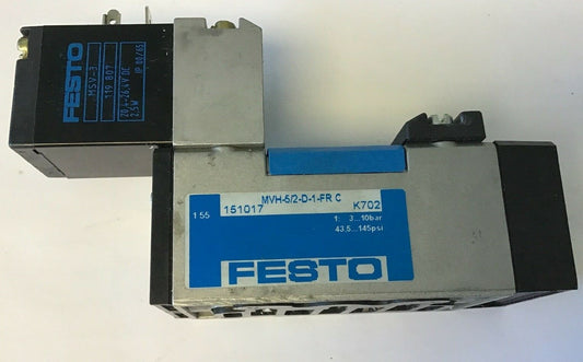 FESTO MVH-5/2-D-1-FR-C SOLENIOD VALVE W/FESTO MSV-3 20,4-26,4VDC 2,5W