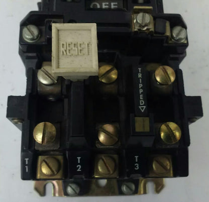 ALLEN BRADLEY 509-AOD, SER. B, STARTER, SIZE 0, 600V, 18A, 5 H.P.,120V COIL,USED