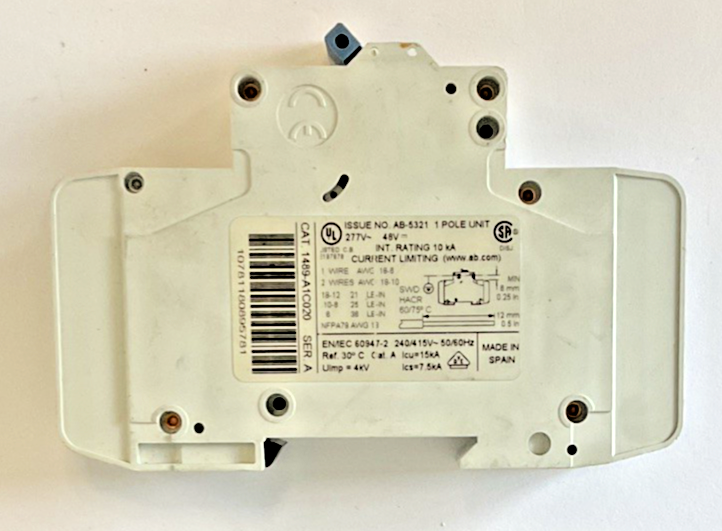 ALLEN BRADLEY 1489-A1C020 CIRCUIT BREAKER SER.A  ***LOTOF2***