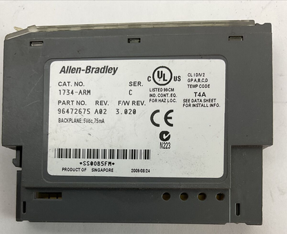 ALLEN BRADLEY 1734-ARM ADDRESS RESERVE MODULE SER C REV A02F/W REV 3.020 5VDC