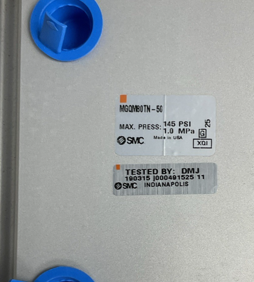 SMC MGQM80TN-50 SLIDE BEARING GUIDE CYLINDER 145PSI 1.0MPA