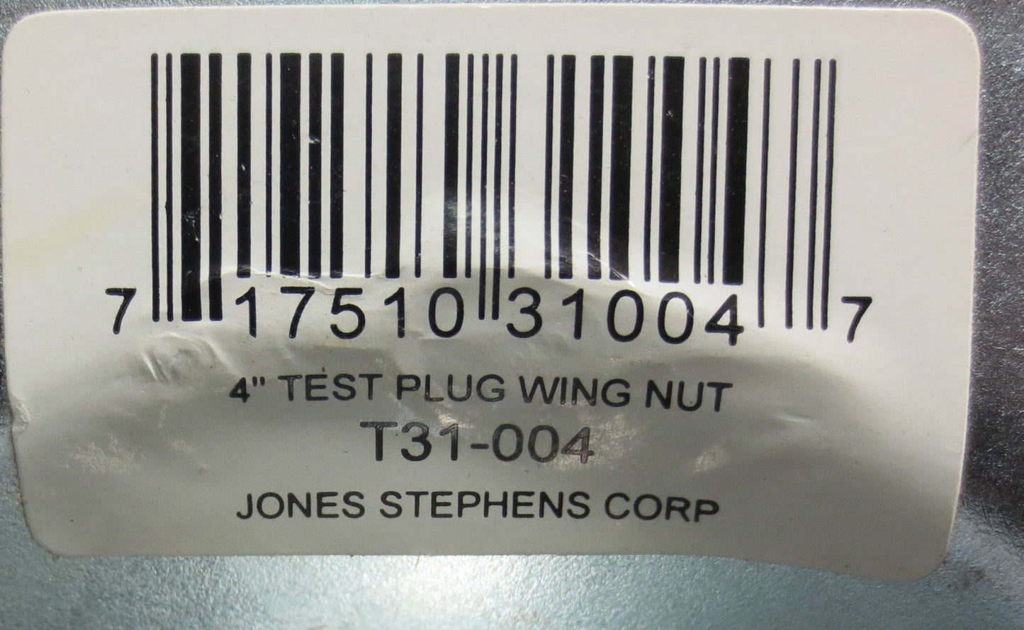 JONES STEPHENS CORP T31-004 - 4" TEST PLUG w/ WING NUT - NEW SURPLUS