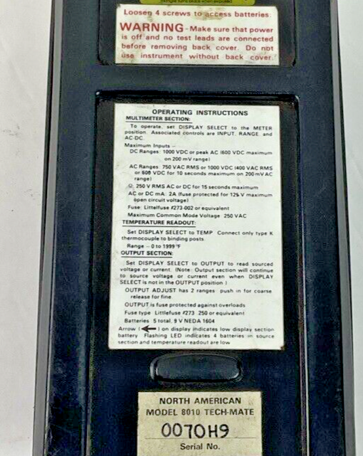 CALIBRATOR MODEL 8010-A 250VAC NORTH AMERICAN MFG.