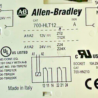 ALLEN BRADLEY 700-HLT12 TERMINAL BLOCK RELAY 24VDC W/700-TBR224 ***LOTOF3***