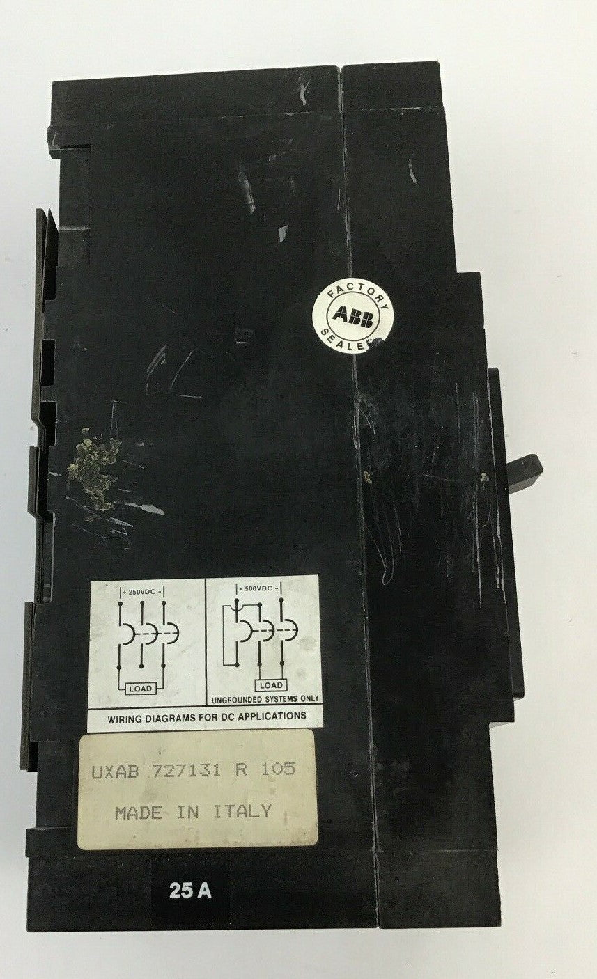 ABB UXAB 727131 R 105 25AMP CIRCUIT BREAKER 500VDC 3POLE TYPE ES 480VAC
