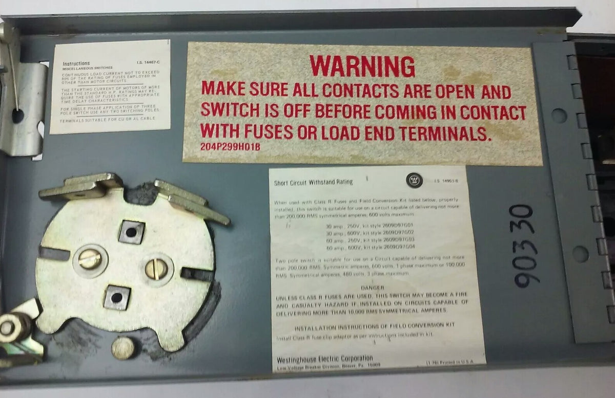 WESTINGHOUSE FDPT2211R SER.B FUSIBLE TWIN PANELBOARD SWITCH 30A 240V 2P 7.5HP