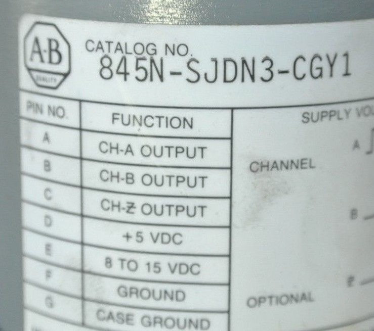 ALLEN-BRADLEY 845N-SJDN3-CGY1 - INCREMENTAL OPTICAL ENCODER - NEW SURPLUS