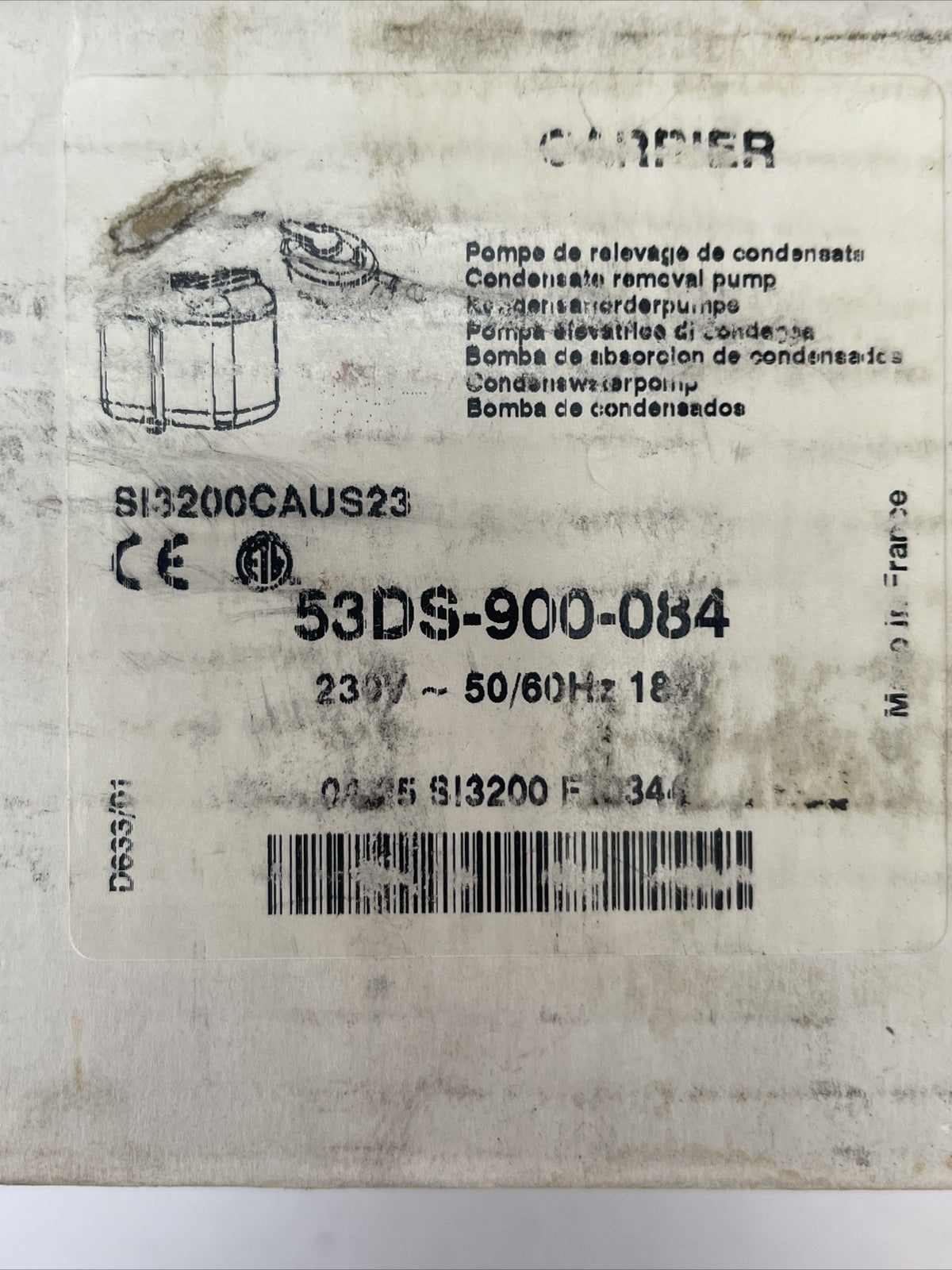CARRIER 53DS-900-084 CONDENSATION PUMP KIT 230VAC 50/60HZ 18W