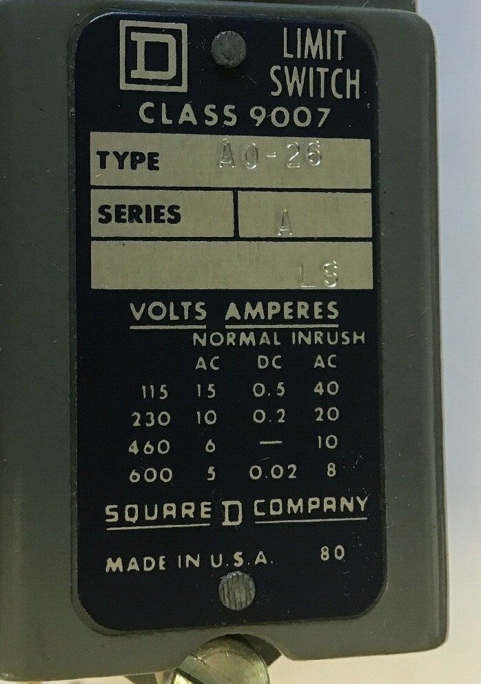 SQUARE D 9007 A026 LIMIT SWICTH  SER. A