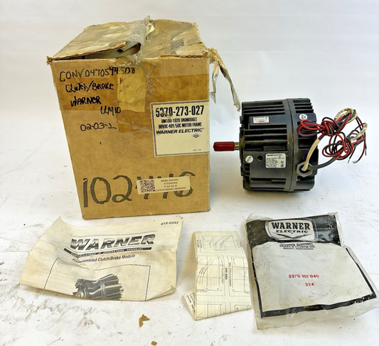 WARNER ELECTRIC UM 100-1020 CLUTCH BRAKE 90VC NEMA 48Y/56C 3600 RPM 5370-273-027