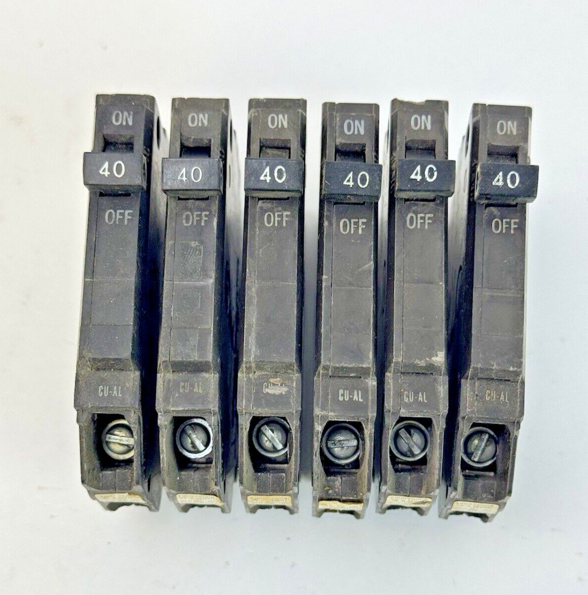 GE **LOT OF 6** THQP140 - CIRCUIT BREAKERS -  1 POLE, 40 A, 240 VAC