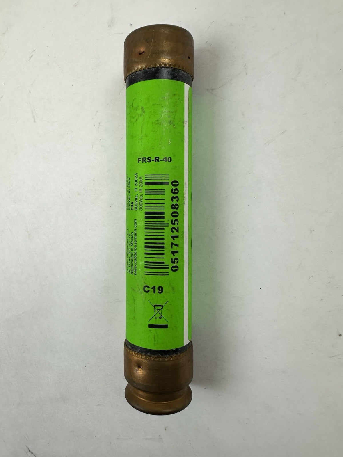 COOPER BUSSMANN FRS-R-40 FUSETRON FUSE 40A 600VAC/250VDC CLASS RK5 TIME LOT OF 3