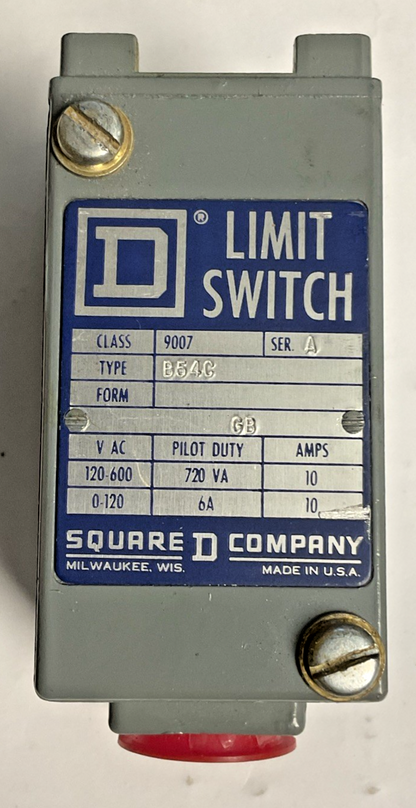 SQUARE D B54C LIMIT SWITCH SER.A 10A 720VA 600VAC ***LOTOF2***