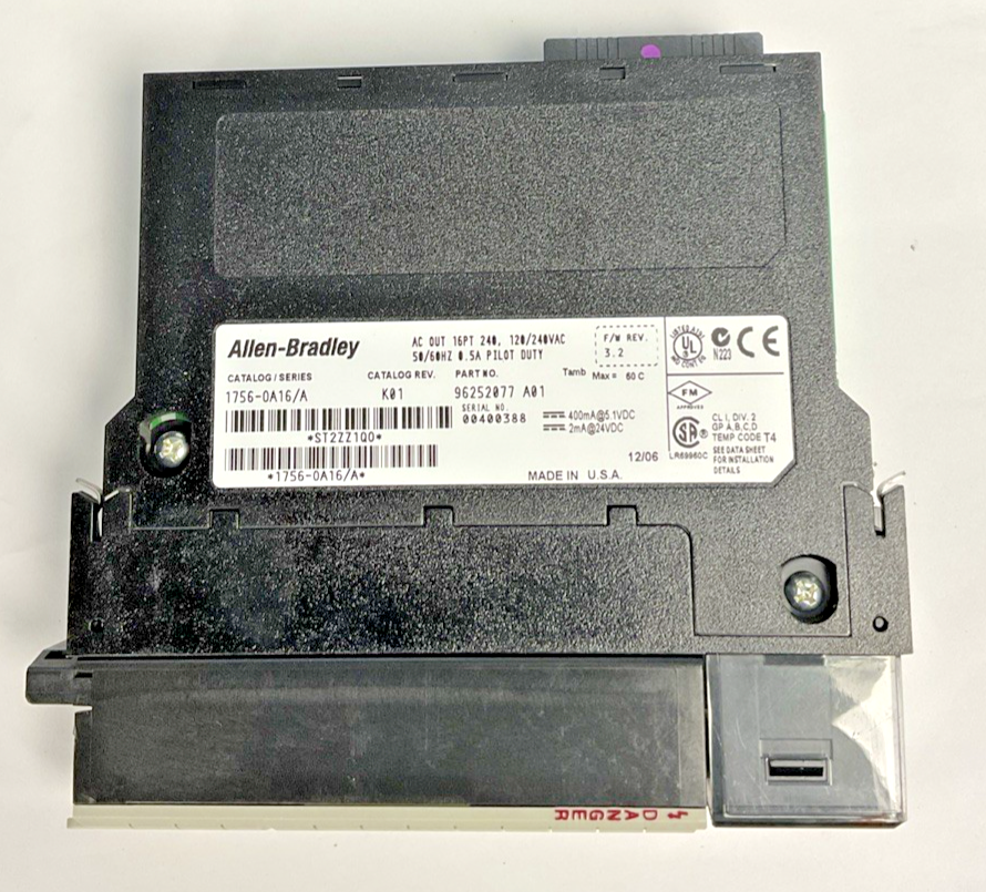 ALLEN BRADLEY 1756-0A16/A AC OUTPUT 120/240VAC 50/60HZ 0.5A 1756-0A16 SER.A
