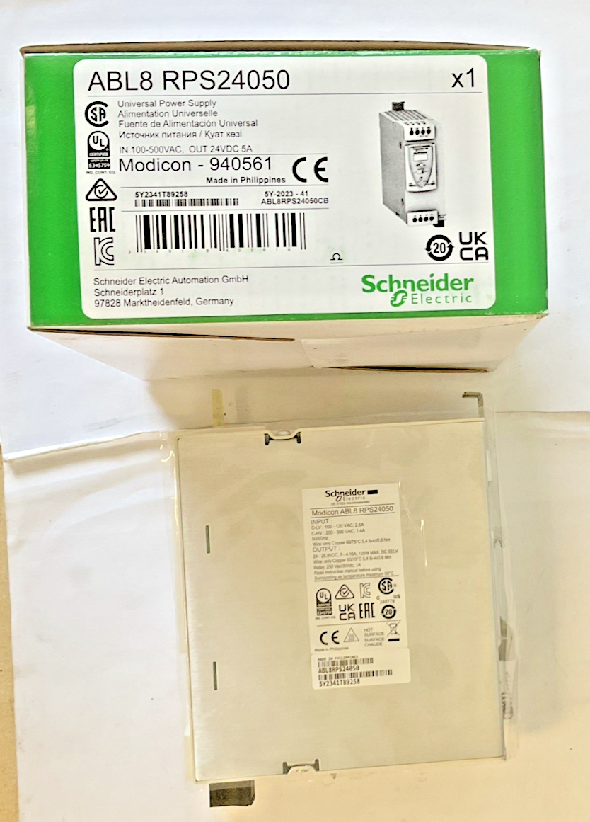 SCHNEIDER ELECTRIC ABL8RPS24050 POWER SUPPLY MODICON 940561 24VDC 5A 500VAC