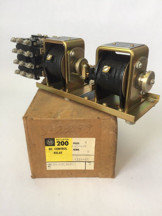 ALLEN BRADLEY 200-EXL840Z1 DC CONTROL RELAY 125VDC COIL 8NO-4NC 8 POLES NEMA 0
