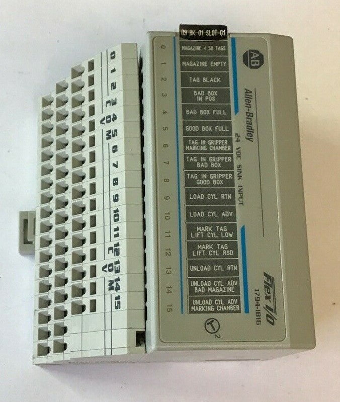 ALLEN BRADLEY FLEX I/O 1794-IB16 24 VDC SINK INPUT W/ 1794-TB3S TERMINAL BASE