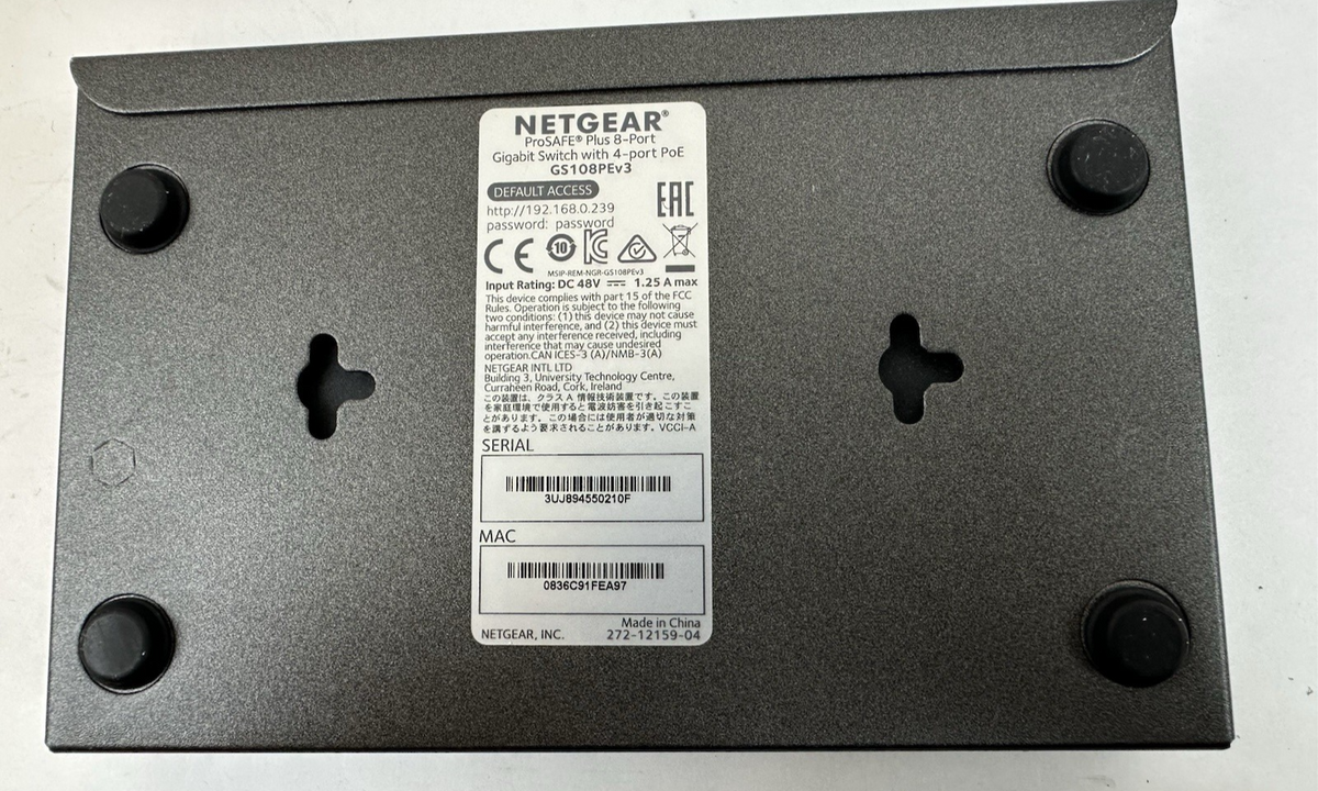NETGEAR PROSAFE GS108PE V3 8-PORT GIGABIT MANAGED POE SWITCH