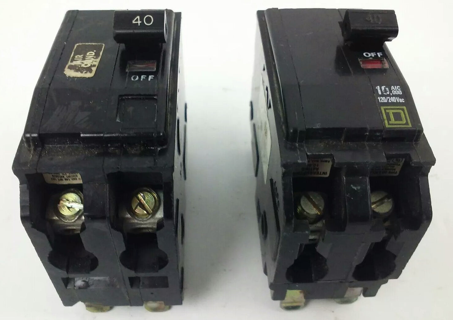 SQUARE D QO240 CIRCUIT BREAKER, 2 POLE, 40 AMP, 120/240V, 10KA, QO, (LOT OF 2)