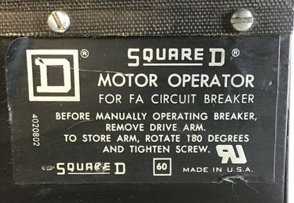 SQUARE D FA MOTOR OPERATOR FOR FA CIRCUIT BREAKER