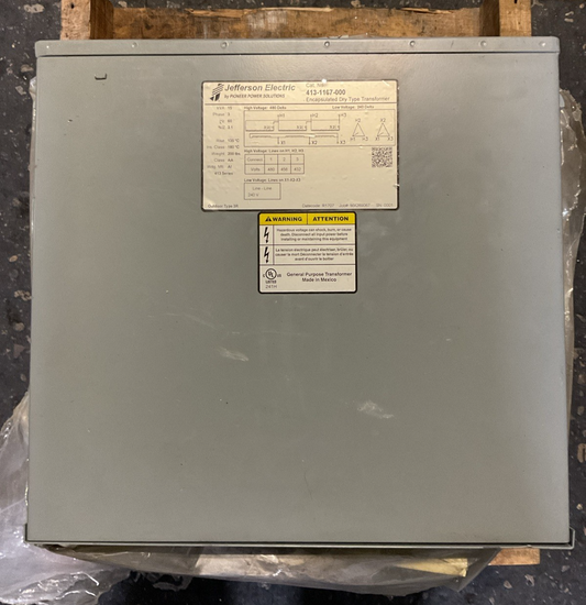 JEFFERSON ELECTRIC 413-1167-000 15KVA 3PH 60HZ HIGH VOLTAGE 480 DELTA LOW VOLTAG
