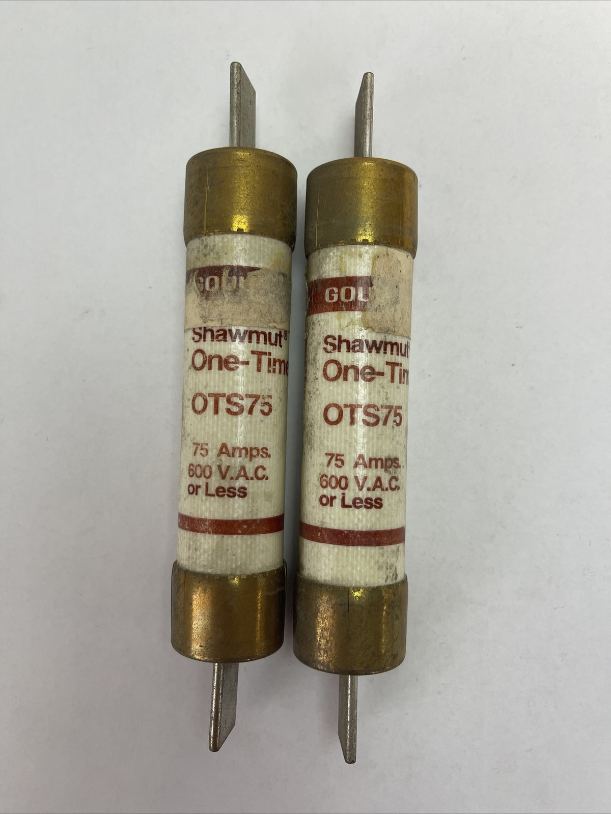 GOULD SHAWMUT OTS75 ONE-TIME FUSE 75AMP 600VAC (LOT OF 2)