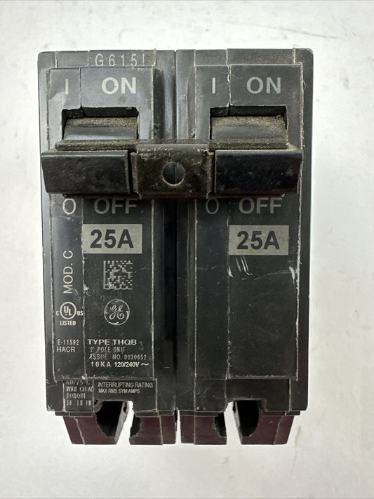 GE THQB2125 CIRCUIT BREAKER 25AMP 2POLE 120/240VAC
