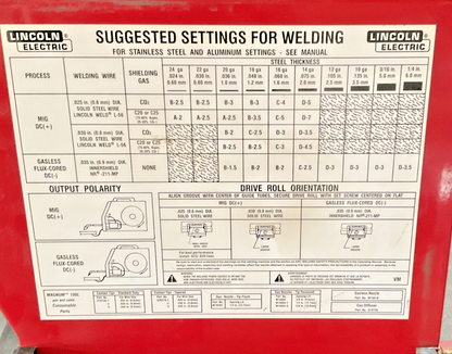 LINCOLN SP-135T MIG WELDER 90A 120V 25-135A W/GAUGES, GUN, HOSE, GLOVES , CLAMP