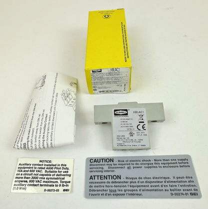 HUBBELL HBLAC1 CIRCUIT-LOCK AUXILIARY CONTACT 10A 600VAC