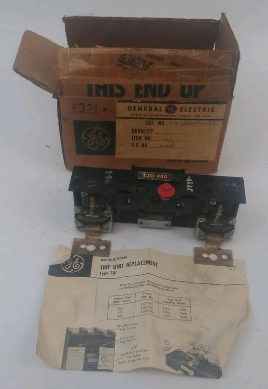 GENERAL ELECTRIC GE TJ34400TMDZ BREAKER TRIP UNIT 400A 3P  TJD400 W/INSTRUCTIONS