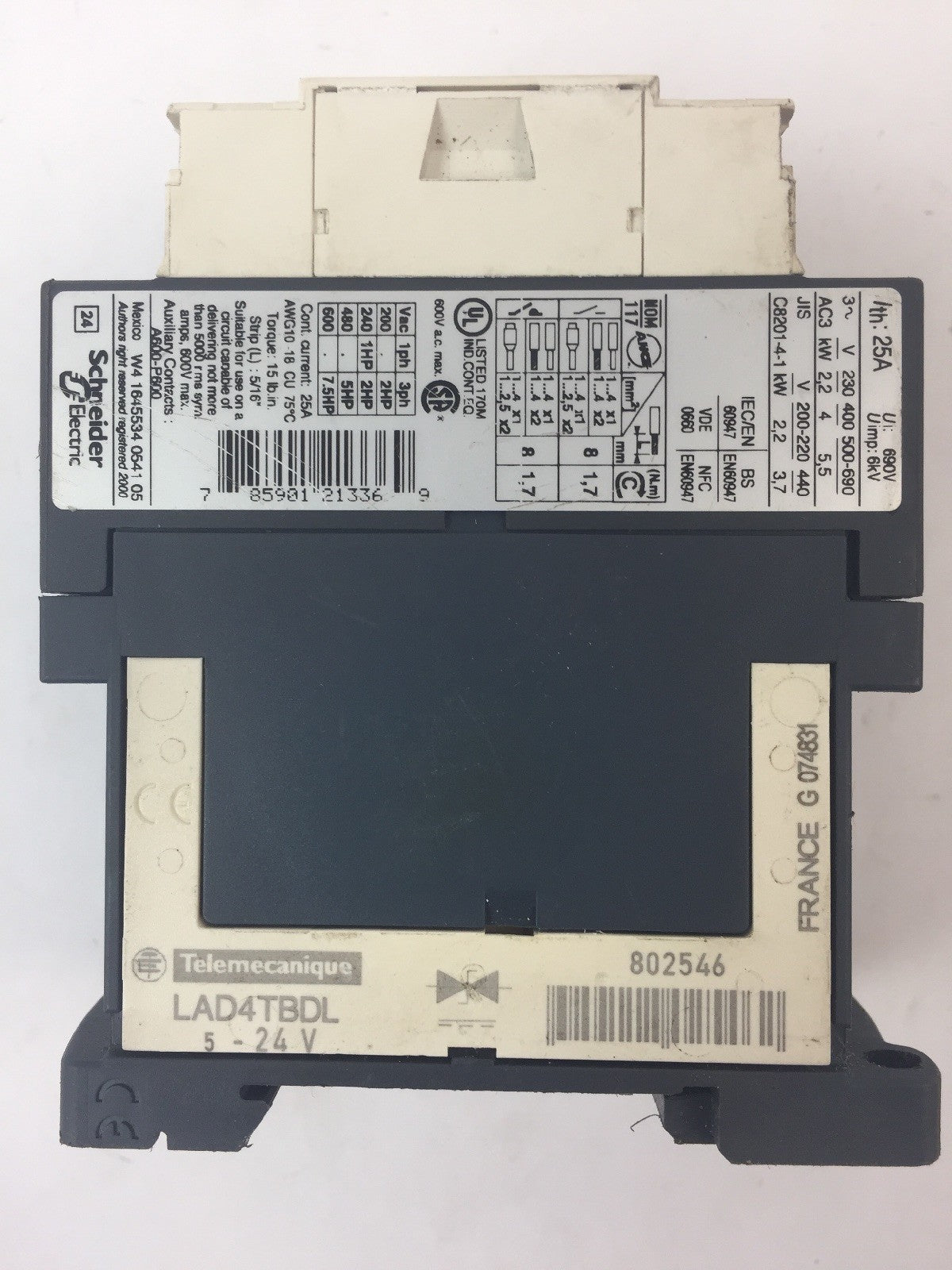 TELEMECANIQUE LC1D09BD CONTACTOR 24 VDC LAD4TBDL 5-24V