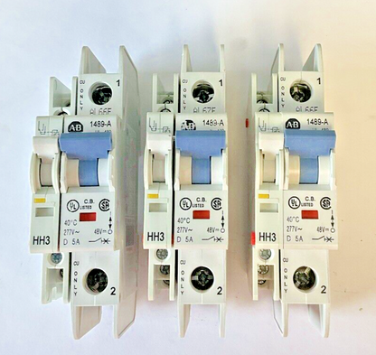 ALLEN BRADLEY 1489-A1D050 CIRCUIT BREAKER SER.A W/ 1489-AAHH3 AUX***LOTOF3***