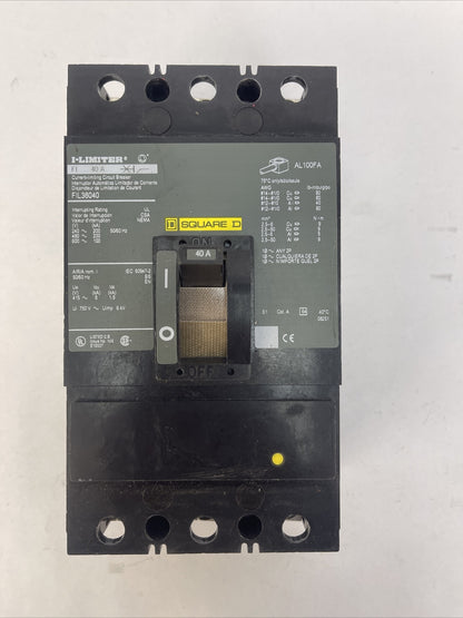 SQUARE D FIL36040 I-LIMITER CIRCUIT BREAKER 600VAC 40AMP 3POLE