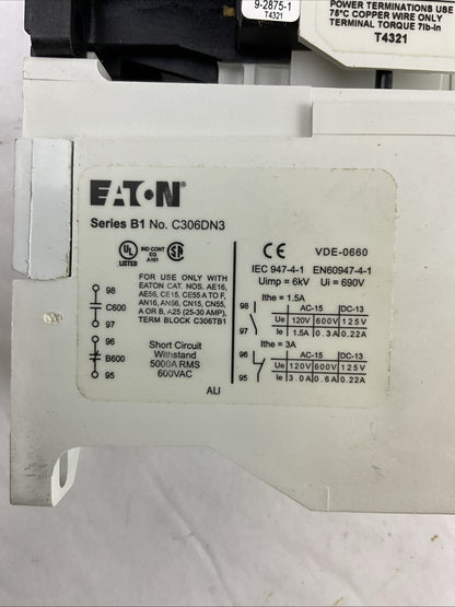 EATON STARTER AE16BNS0 600VAC 10A 3PH 7.5HP 3POLE COIL 120V C306DN3 NO HEATERS