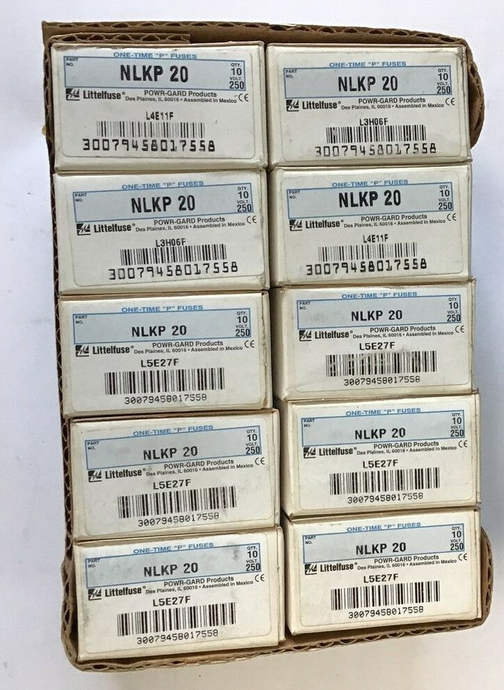 LITTELFUSE NLKP 20 FUSE 250VAC CLASS H ONE TIME 20AMP BOX OF 10***LOTOF10***