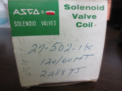 ASCO 27-502-1K SOLENOID VALVE COIL 120V / 60 - NEW SURPLUS - 22887J